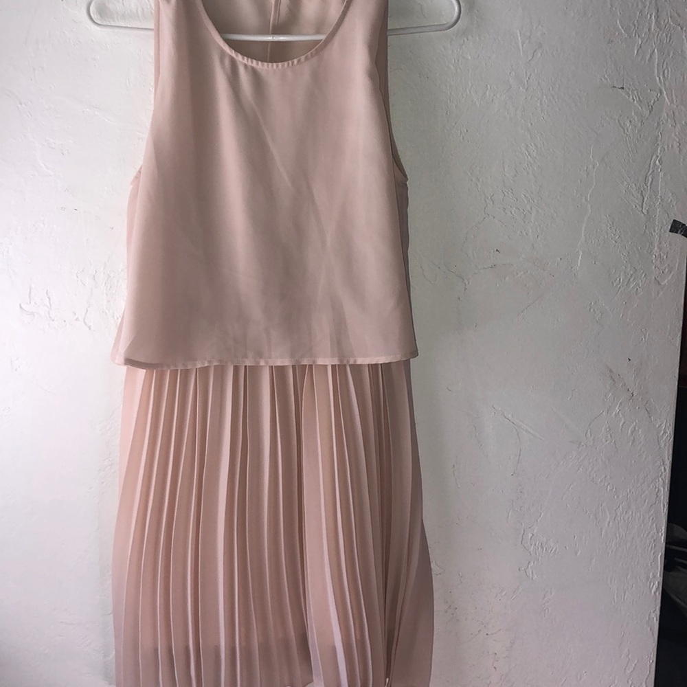 Blush pink dress with pleated skirt